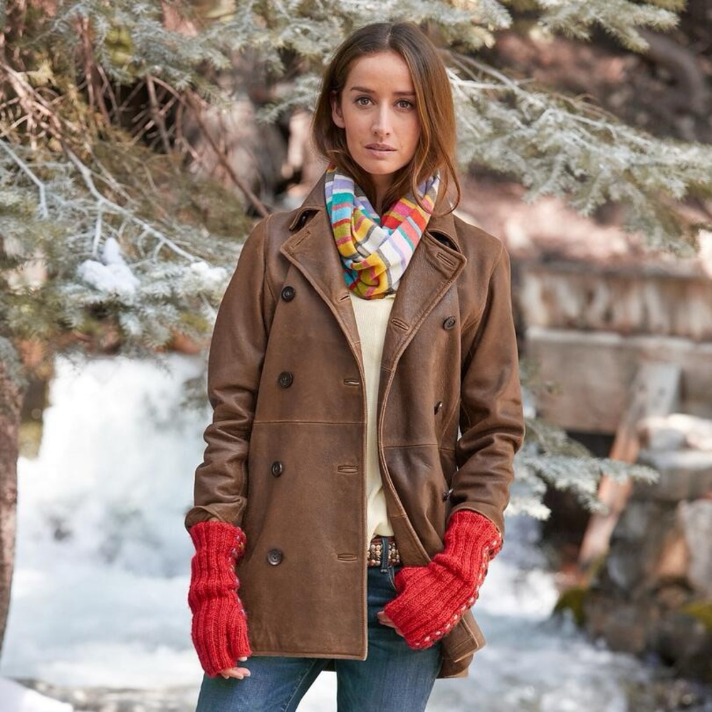 Sundance Weathered Leather Peacoat